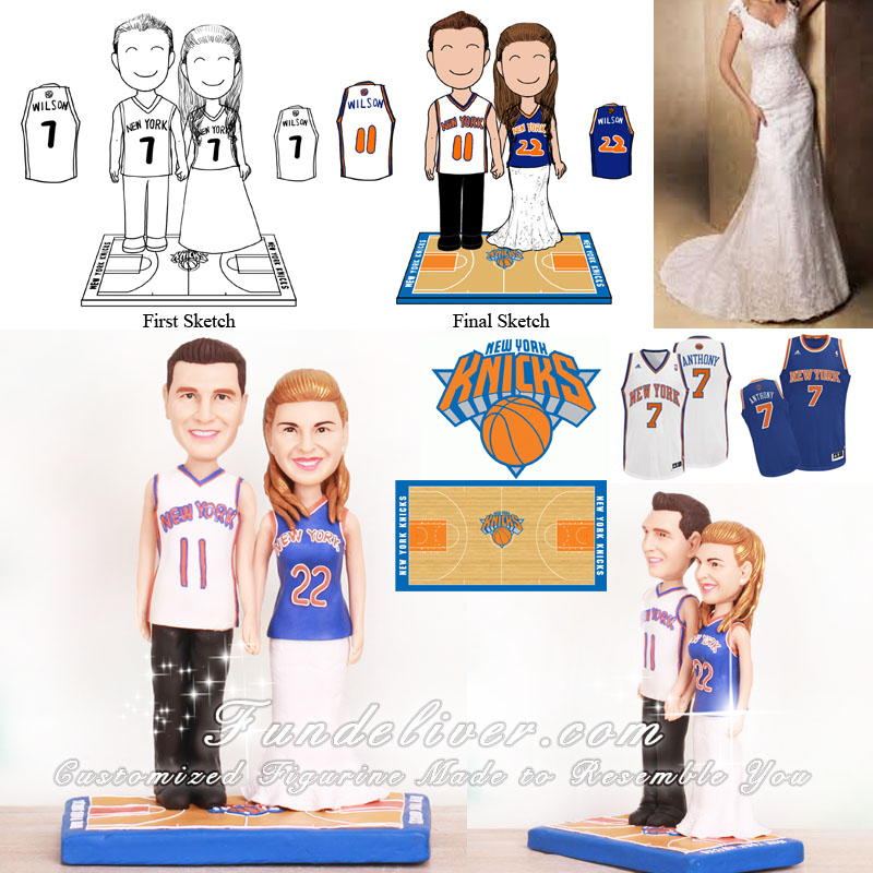 New York Knickerbockers Basketball Wedding Cake Toppers